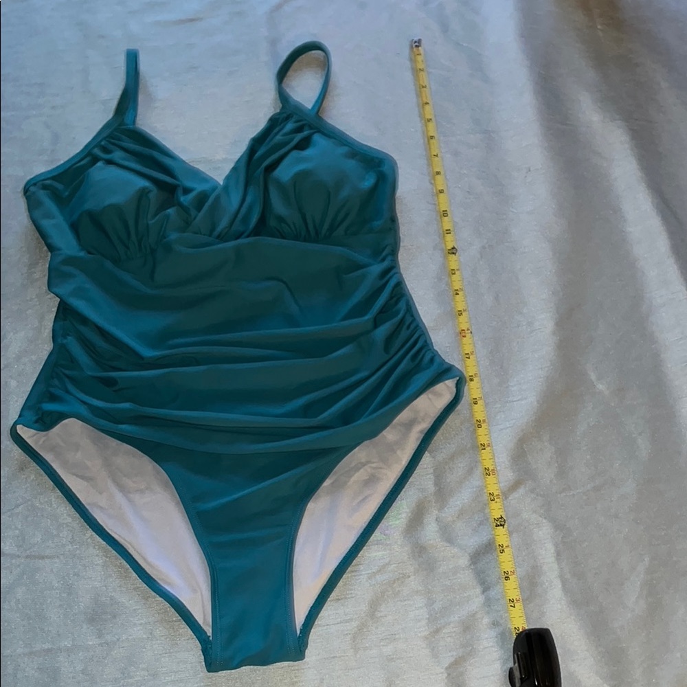One Piece Blue Swimsuit For Women Tummy Control with Versatile Necklines Size L - Picture 4 of 7